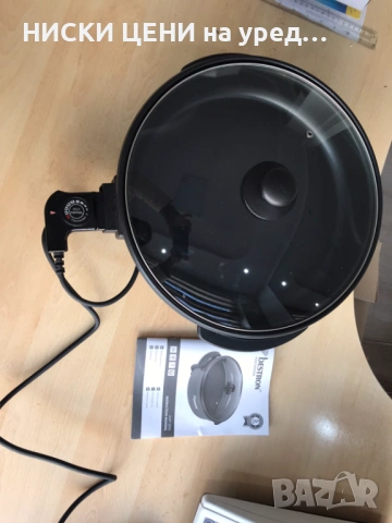 Bestron AHP1500Z Електрически тиган XL диаметър 32 см с незалепващ стъклен капак 1500 W черен, снимка 8 - Съдове за готвене - 53871203