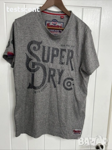 Мъжка тениска Superdry – размер XL, сива – добро състояние, снимка 2 - Тениски - 53956265
