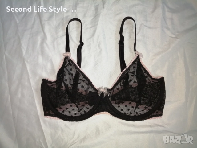 70DD прозрачен черен сутиен на сърчица CHANGE , снимка 2 - Бельо - 52899792