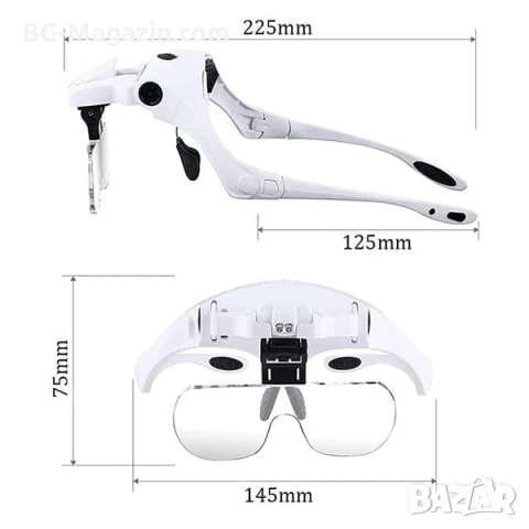 Увеличителна лупа за глава с LED осветление очила за четене шиене на гоблени бродерия очила лампа, снимка 4 - Други инструменти - 50919403