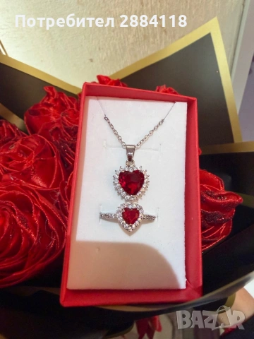 Ръчно изработени рози и колие пръстен + подаръчна кутия , снимка 4 - Колиета, медальони, синджири - 53634662