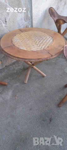 Маса и три стола-масив и кожа, снимка 3 - Маси - 53147835