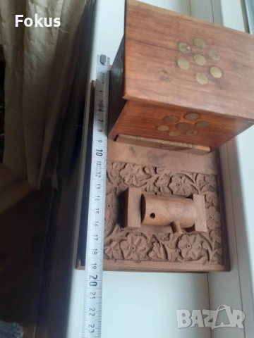 Стара антикварна дървена кутия за цигари механизъм табакера, снимка 7 - Антикварни и старинни предмети - 53965009