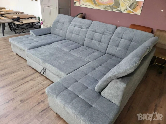 ПРОМОЦИЯ!!! Светло сив П - образен ъглов диван Nixon с функция сън, снимка 6 - Дивани и мека мебел - 52829699