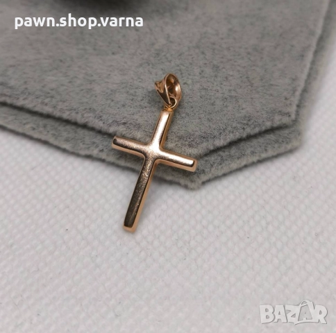 Елегантен златен кръст – проба 585, лазерно клеймо, отлично състояние, снимка 2 - Колиета, медальони, синджири - 51870154