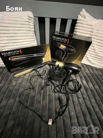 Сешоар и преса за коса Remington Gold Dust в отлично състояние и в гаранция 