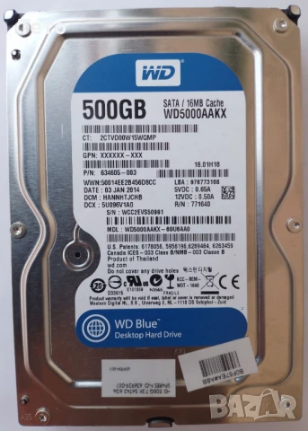 Твърд диск 500GB Western Digital Blue, 16 MB HDD, перфектен, използван 41 дни