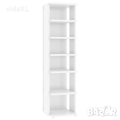 vidaXL Шкаф за обувки, бял гланц, 27,5x27x102 см, инженерно дърво（SKU:808497