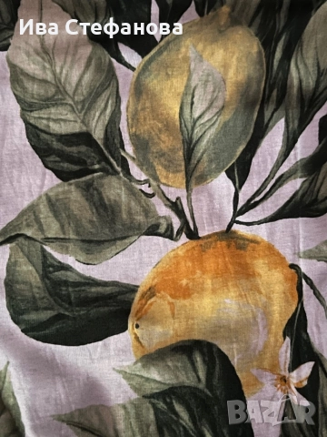 нов ежедневен елегантен еластичен панталон висока талия свеж лимонен принт лимони 100% вискоза , снимка 2 - Панталони - 40126103