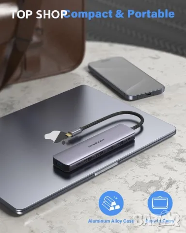 USB C към HDMI адаптер, Newmight 7 в 1 USB C докинг станция с 2 HDMI, 3 USB3.0, 100 W PD, USB C 3.0, снимка 2 - Друга електроника - 49457613