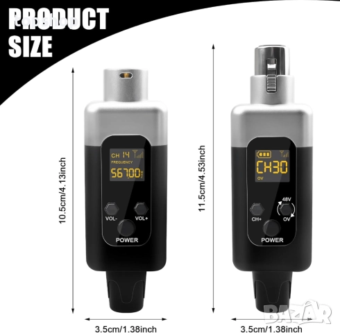 Нов Безжичен микрофонен предавател/приемник, 2.4G 1 към 1 UHF предавател/приемник, 48 V фантомно ..., снимка 2 - Други - 52864415