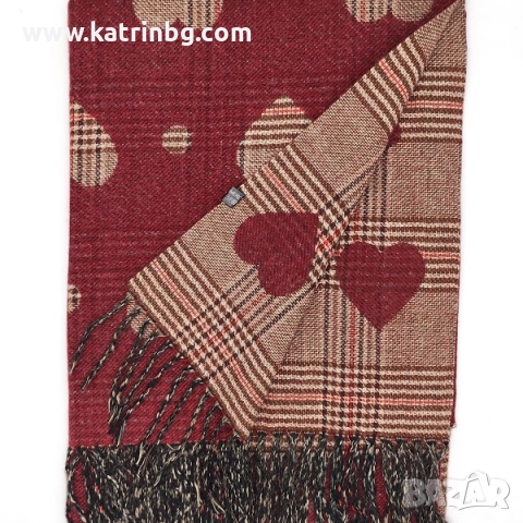 Дамски зимен комплект в бордо и бежово- Шал, шапка и ръкавици Код на продукта:DAK-0006, снимка 3 - Подаръци за жени - 52200567