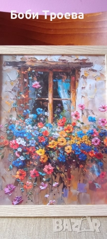 Очарователна цветна стенна картина с прозорец - Модерен минималистичен декор за стени, снимка 3 - Картини - 51997073