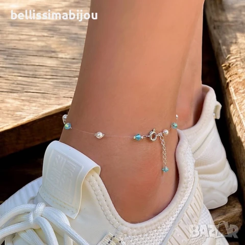 Дамска Гривна за Глезен с Перли и Кристали Сваровски