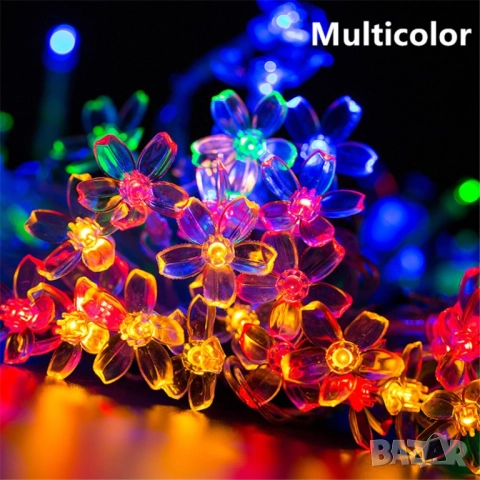 Многоцветни коледни LED лампички с цветя с щепсел , снимка 3 - Други - 52062488