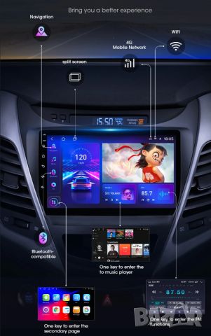 9" 2-DIN, 4G, QLED универсална мултимедия с Android 12, RDS, 2GB/32GB, CarPlay AndroidAuto, снимка 7 - Аксесоари и консумативи - 46303663