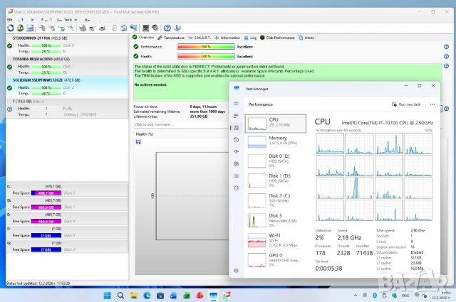 PC intel core i7 10700 8x4.80 Ghz | UHD 630 | 16GB RAM | 512GB SSD + 1TB HDD|BT+WiFi|750W 80+|Win 11, снимка 9 - Работни компютри - 53477175