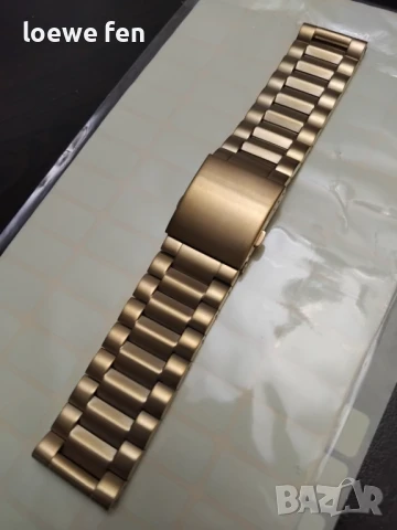 Верижка за часовник масивна плътна неръждаема стомана златиста златна позлатена gold! , снимка 5 - Мъжки - 50741732