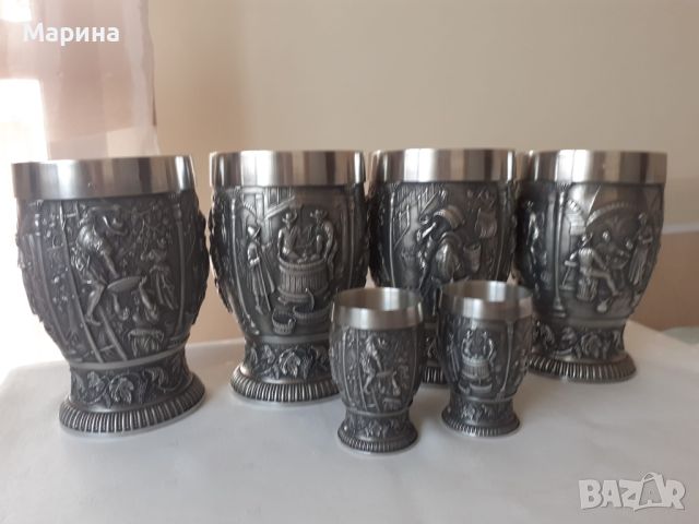 Немски чаши за вино и ракия от калай Antik*Vintage, снимка 1 - Антикварни и старинни предмети - 45097359