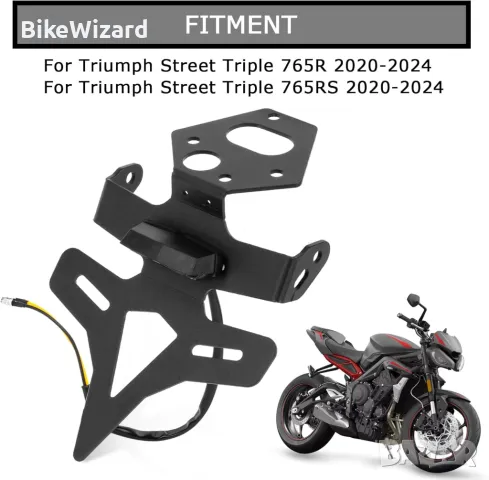 Държач на регистрационен номер за Triumph Street Triple 765R 765RS 2020 2021 2022 2023 2024 НОВ, снимка 1 - Части - 46953774