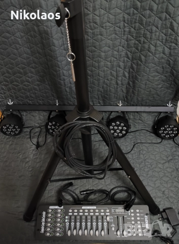 (Нов)пълен комплект DMX/LED осветление (прожектори),стойка, контролер,кабели, снимка 2 - Други - 52656926