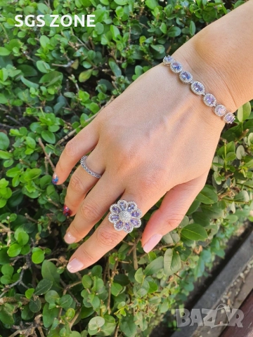 СРЕБЪРНА ГРИВНА С ТАНЗАНИТ, снимка 2 - Гривни - 52402089