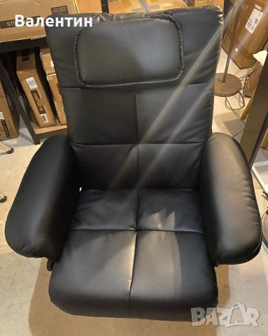 Масажен кожен фотьойл с табуретка, снимка 8 - Дивани и мека мебел - 52526306
