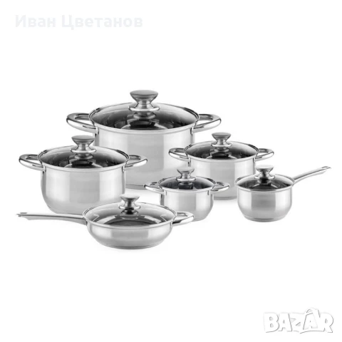 Комплект съдове за готвене Muhler от 12 части, неръждаема стомана