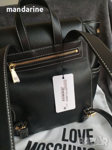 LOVE MOSCHINO 🍊 Дамска кожена раница "BLACK & GOLD" нова с етикети, снимка 6 - Раници - 46009789