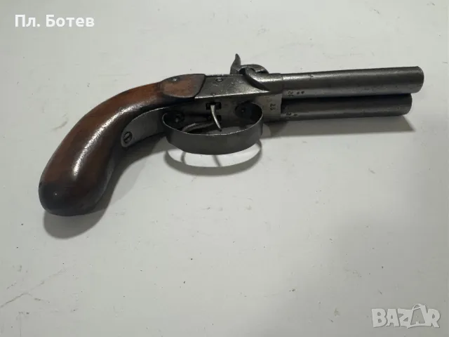 Стар двуцевен капсулен пистолет, снимка 2 - Антикварни и старинни предмети - 49904438