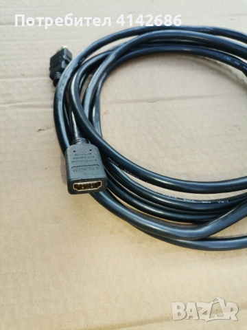 Удължителен кабел HDMI мъжко - HDMI женско с Ethernet , 3 метра , позлатени конектори, снимка 2 - Кабели и адаптери - 53339155