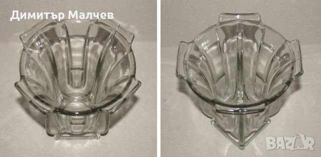 Стъклена ваза 16 см сецесион ар нуво 1930-те г., отлична, снимка 6 - Вази - 45876783