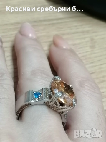 Масивен сребърен пръстен с камъни, снимка 4 - Пръстени - 49828875