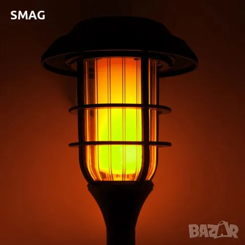 LED слънчев фенер соларна лампа с пламък ефект пластмаса черен 33 см S_1190489, снимка 3 - Соларни лампи - 49905319