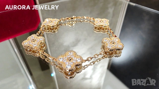 Van Cleef & Arpels VCA 5 Motifs Rose Gold Diamonds Vintage Alhambra Дамска Гривна