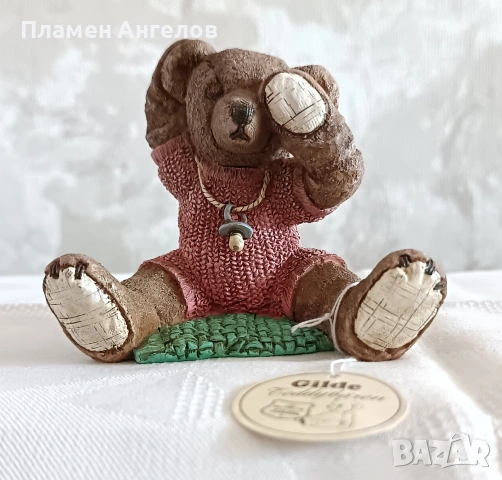 Колекционерска фигурка мече Gilde Teddi Gilde Baby Pink - ръчна изработка. 
