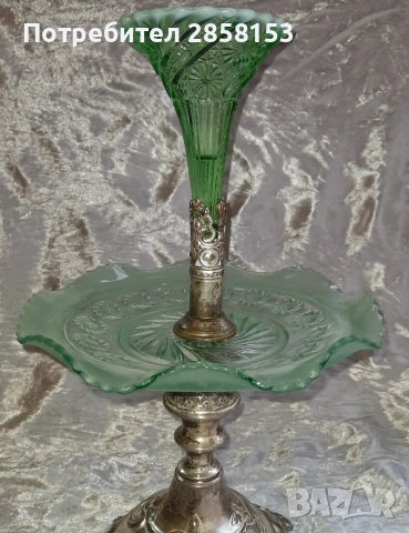 Старинна посребрена поставка Арт Деко, Epergne, снимка 2 - Антикварни и старинни предмети - 50623848