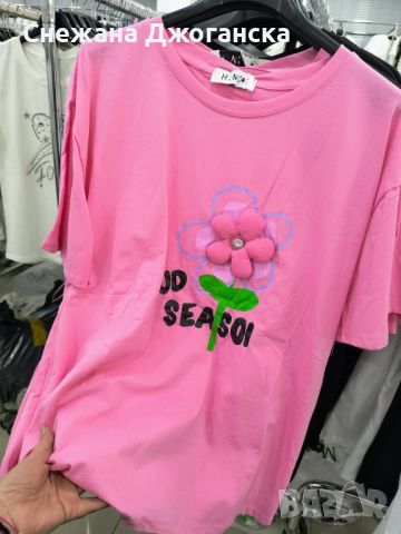 Дамски тениски с 3D цветя, снимка 2 - Тениски - 45205018