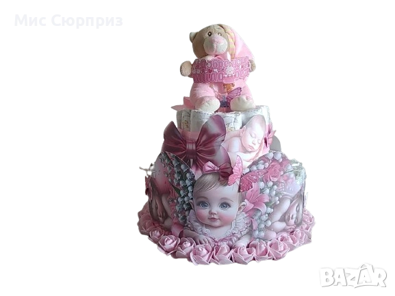 Торта от памперси за момиченце