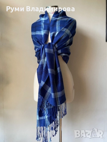 Тъмносин шал/ различни видове, с етикет, снимка 4 - Шалове - 49367965