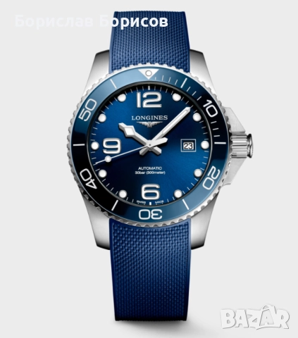 Оригинални LONGINES HydroConquest синя гумена каишка и закопчалка, снимка 2 - Каишки за часовници - 52301948