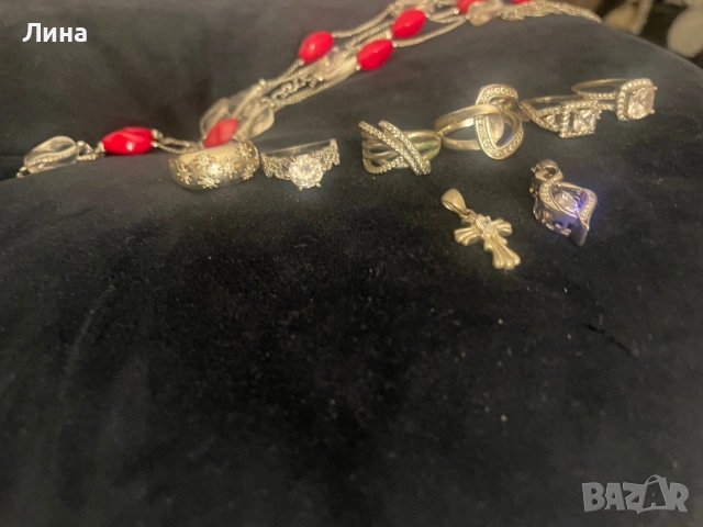 Сребърни бижута,висулка и пръстени с мойсанит, снимка 15 - Пръстени - 47238982