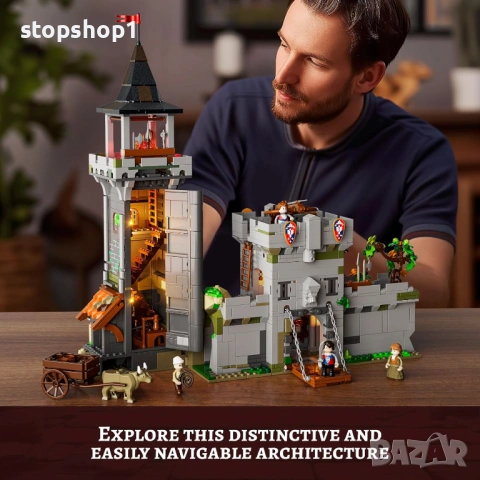 FUNWHOLE Комплект за осветление на средновековна наблюдателна кула - тухлички - замъкът пазител с ми, снимка 2 - Игри и пъзели - 54081217