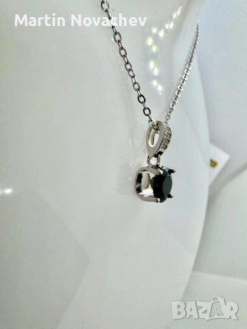 Сребърно колие с мойсанит (Диамант) 1 карат, снимка 4 - Колиета, медальони, синджири - 54090066