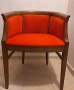кресло , фотьойл. дъб, червена кадифена италианска дамаска. , снимка 1