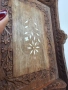 Винтидж табла за сервиране с ръчно резбовани флорални елементи, произход Индия около 1970 г. , снимка 4