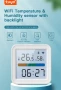 Tuya TH08B WiFi Сензор за температура и влажност Хигрометър и термометър с подсветка , снимка 2