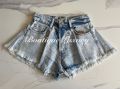 Сини или сиви къси разкроени дънкови панталонки, снимка 7