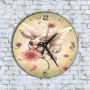 Стенен Часовник - Анимиран Сладка Муха С Розови Цветя, снимка 1 - Стенни часовници - 45670732