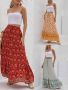 Дамска макси пола с щампа с дълги копчета и връзки, 3цвята , снимка 1 - Поли - 45481491